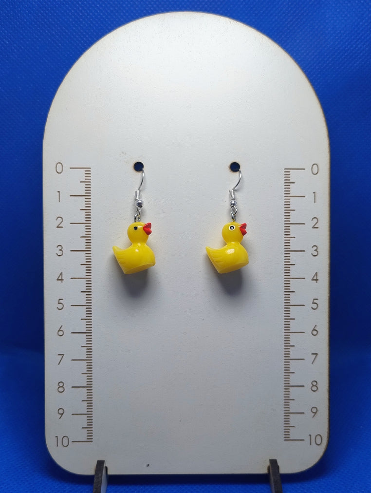 PATITOS 3D, RESINA, GANCHOS FANTASÍA PLATEADO