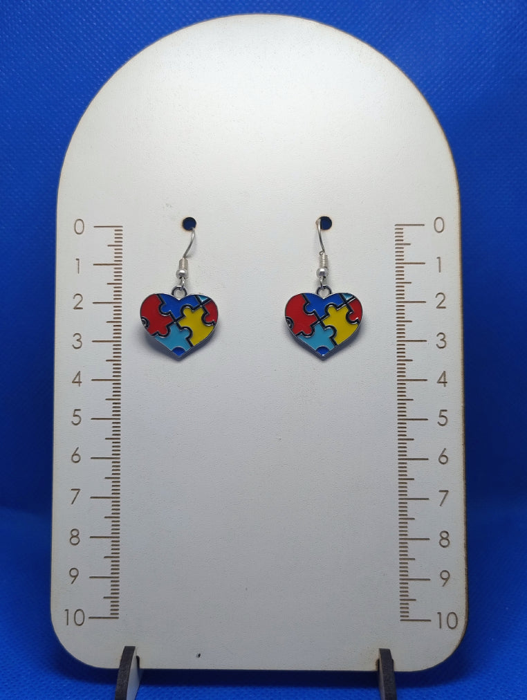 SIMBOLO AUTISTA ANTIGUO ROMPECABEZAS COLORES, METAL ESMALTADO, FANTASÍA PLATEADO